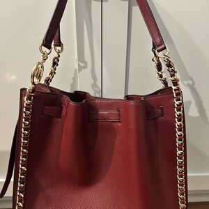 Michael Kors Burgundy Shoulder Bag with Gold Chain